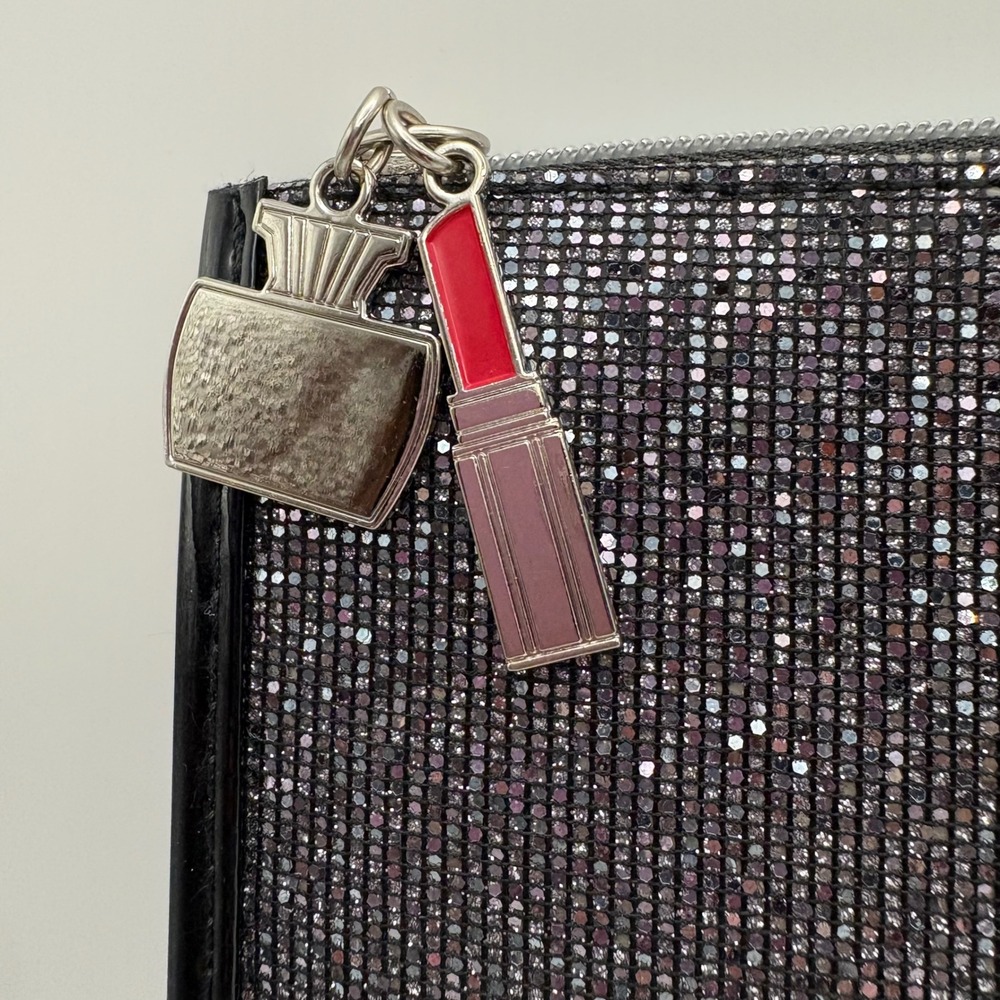 Sparkly Glitter Clutch Bag Pouch Cosmetic Makeup Travel  Silver‎ Rhinestones
